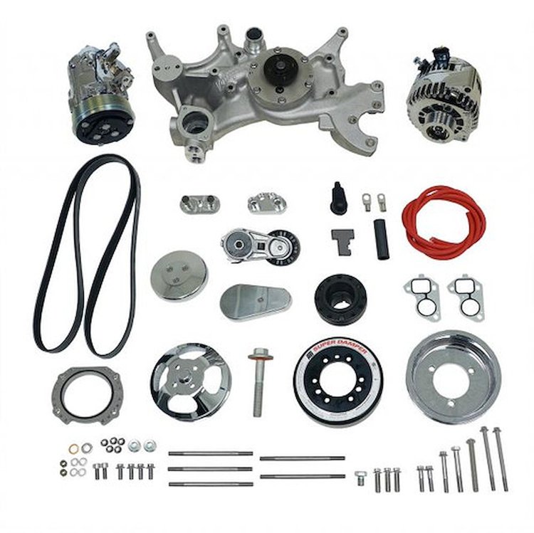 175024 Front Runner Engine Accessory Drive System, GM LS, Wet-Sump, Chrome/Polished, without Power Steering