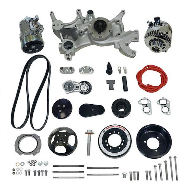 175028 Front Runner Engine Accessory Drive System, GM LS, Wet-Sump, Black/Chrome, without Power Steering
