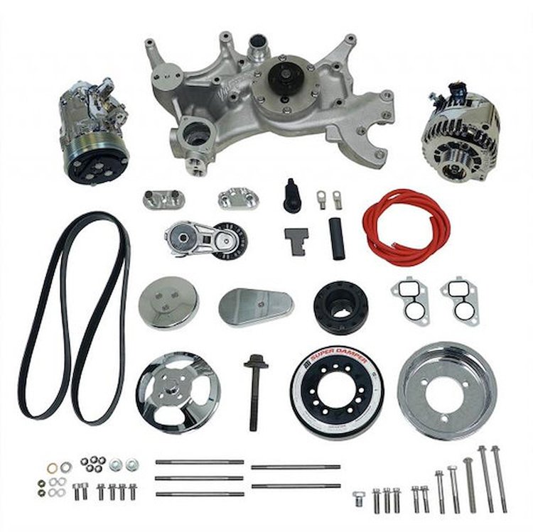 175032 Front Runner Engine Accessory Drive System, GM LS7, Dry-Sump, Chrome/Polished, without Power Steering