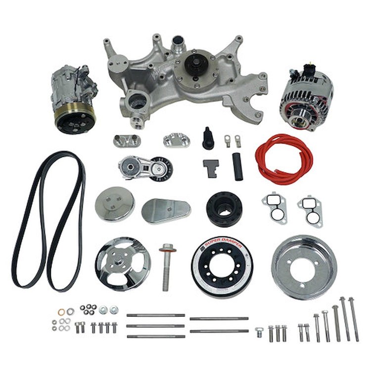175038 Front Runner Engine Accessory Drive System, GM LT1, Wet-Sump, Polished/Chrome, without Power Steering