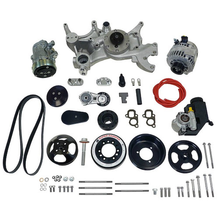 175041 Front Runner Engine Accessory Drive System, GM LT1, Wet-Sump, Black, with Power Steering