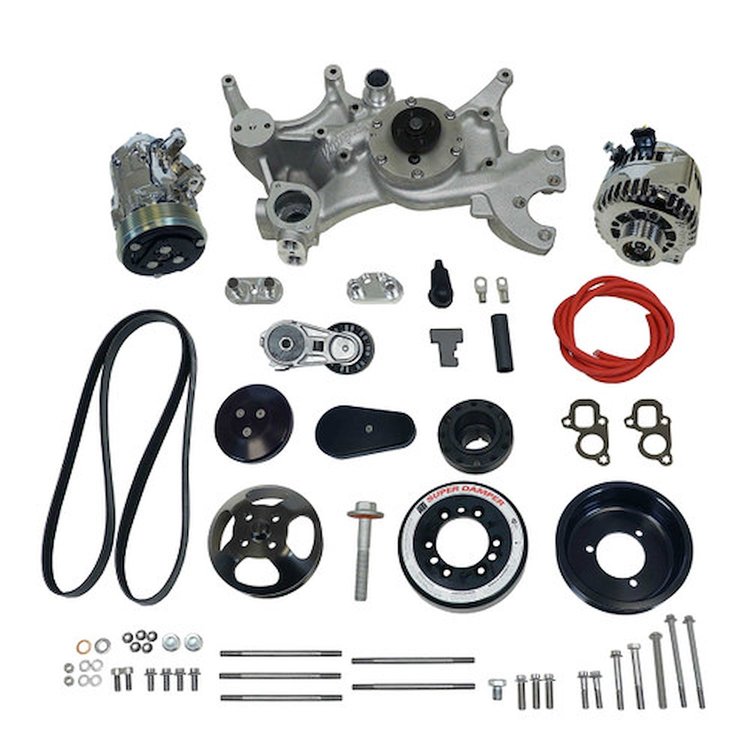 175044 Front Runner Engine Accessory Drive System, GM LT1, Wet-Sump, Black/Chrome, without Power Steering