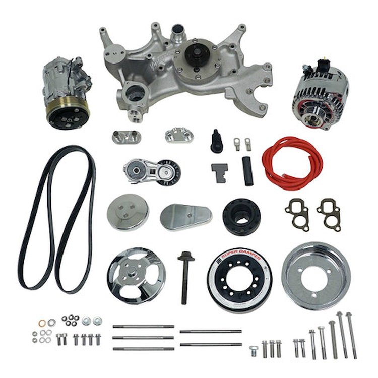 175046 Front Runner Engine Accessory Drive System, GM LT1, Dry-Sump, Polished/Chrome, without Power Steering