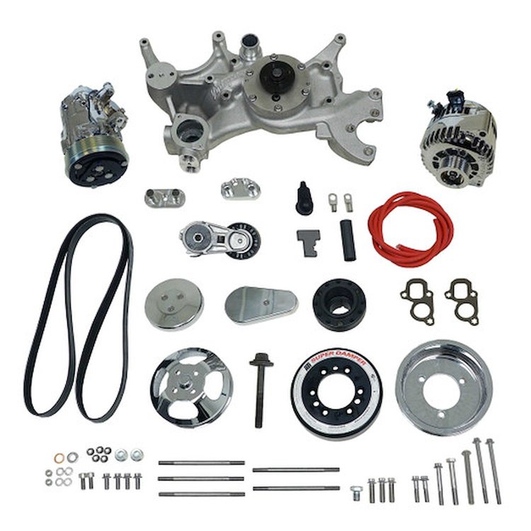 175048 Front Runner Engine Accessory Drive System, GM LT1, Dry-Sump, Chrome/Polished, without Power Steering