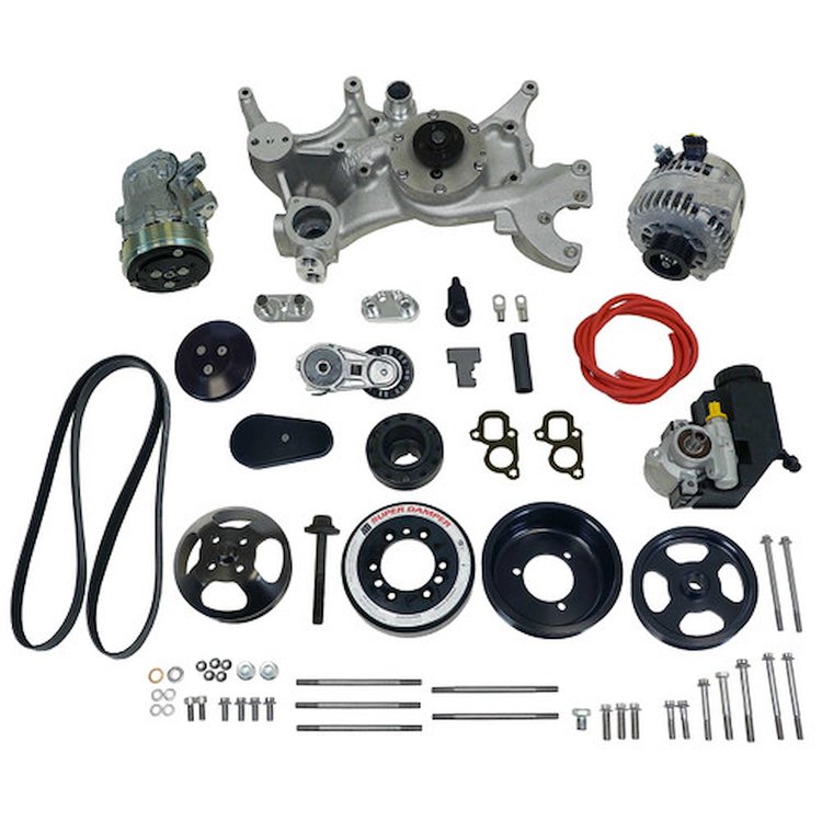 175049 Front Runner Engine Accessory Drive System, GM LT1, Dry-Sump, Black, with Power Steering