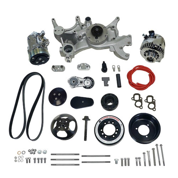 175052 Front Runner Engine Accessory Drive System, GM LT1, Dry-Sump, Black/Chrome, without Power Steering