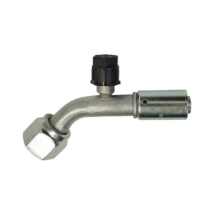 355230 Beadlock Reduced Barrier Hose O-Ring Fitting [45-Degree w/Service Port, #10]