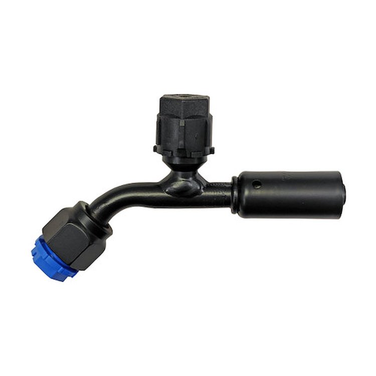 356210 Beadlock Reduced Barrier Hose Black O-Ring Fitting [45-Degree w/Service Port, #6]