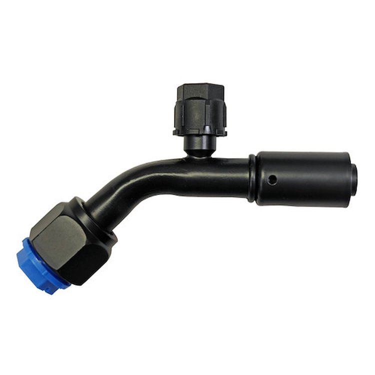 356230 Beadlock Reduced Barrier Hose Black O-Ring Fitting [45-Degree w/Service Port, #10]
