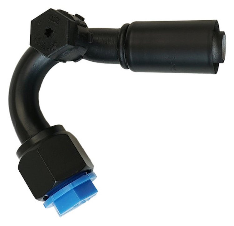 356430 Beadlock Reduced Barrier Hose Black O-Ring Fitting [135-Degree w/Left-Hand Service Port, #10]