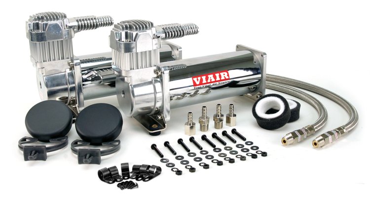 444C Dual Performance Air Compressor Value Pack Stainless Steel Braided Leader Hoses with Inline Check Valve