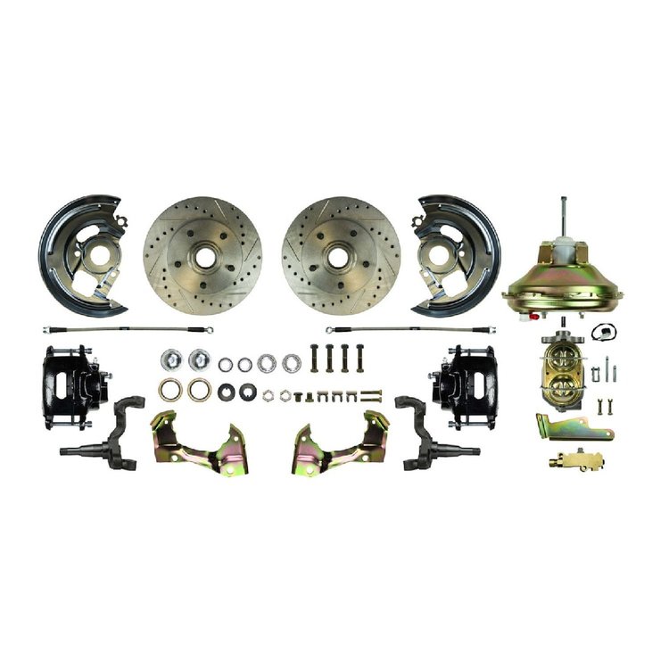 67 - 69 Camaro / Firebird and 68-74 Nova Front Wheel Power Disc Conversion w/ Braided Stainless Blac