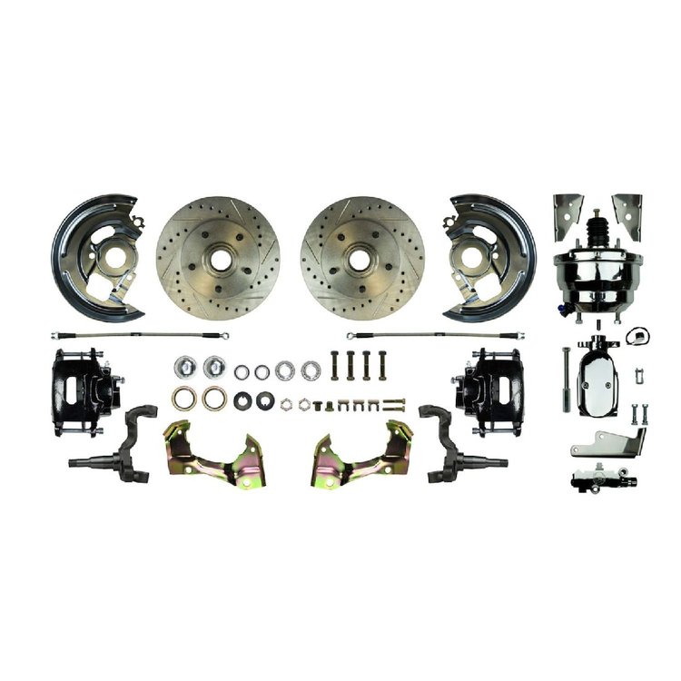 67 - 69 Camaro / Firebird and 68-74 Nova Front Wheel Power Disc Conversion w/ Braided Stainless Blac