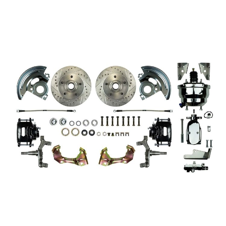 67 - 69 Camaro / Firebird and 68-74 Nova 2 drop spindle Front Wheel Power Disc Conversion w/ Braided