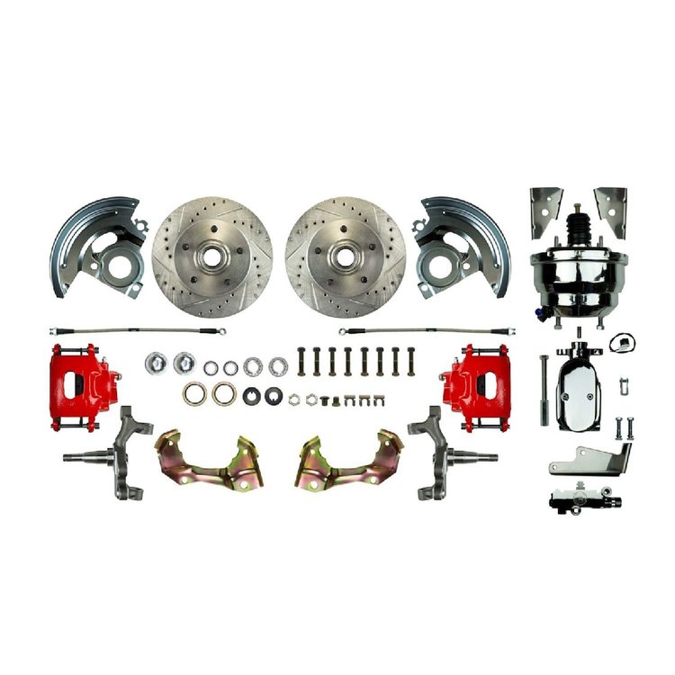 67 - 69 Camaro / Firebird and 68-74 Nova 2 drop spindle Front Wheel Power Disc Conversion w/ Braided
