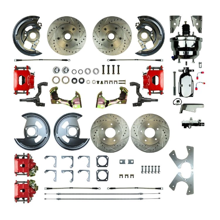 64 - "72 A Body GM, Chrome Booster, Red Show"N Go - Power 4 Wheel Disc Conversion
