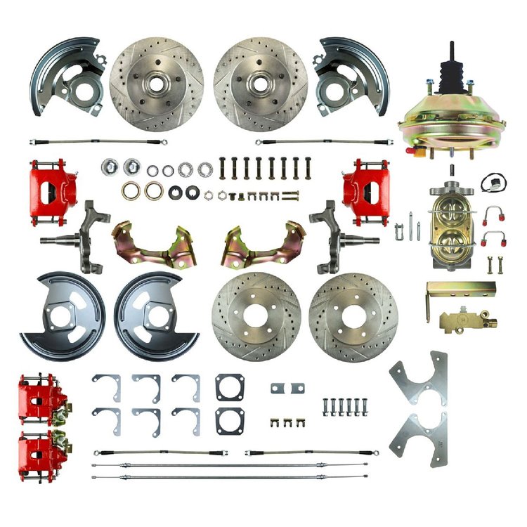 62 - "67 X Body GM, Drop, 3-Stud Booster, Red Show"N Go - Power 4 Wheel Disc Conversion