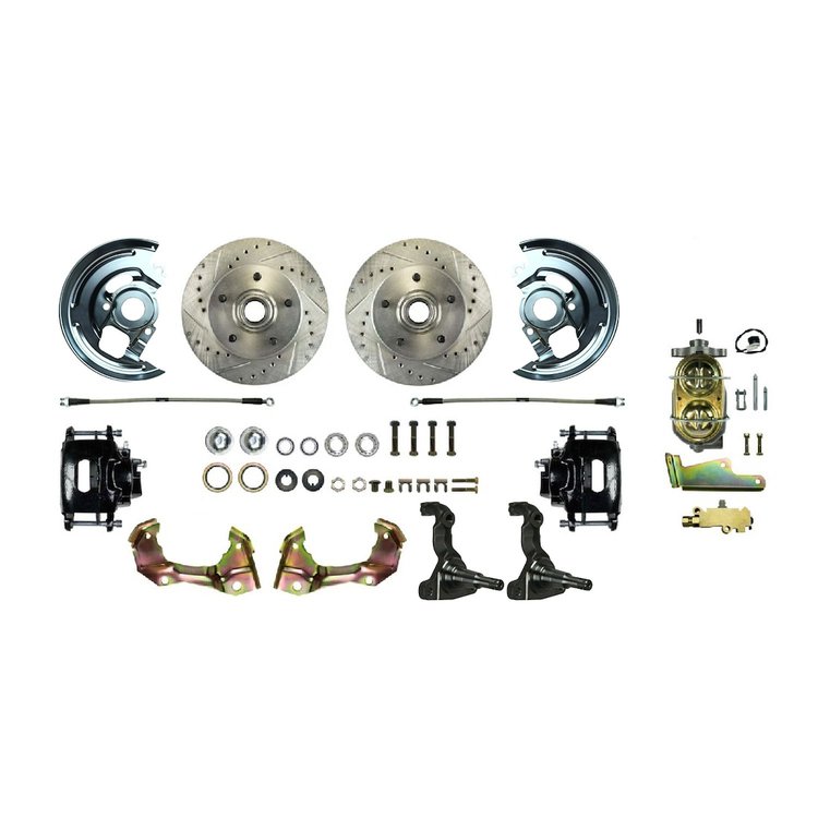64 - 72 A Body Standard Disc Conversion with drilled slotted silver zinc rotors black powder coated