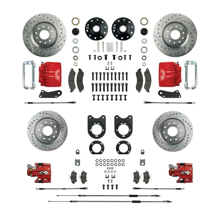 Signature Big Brake Wheel Kit & Rear Conversion With Staggered Shocks 64- 72 GM A Body 67- 69 F Body 68- 74 X Body Red Calipers
