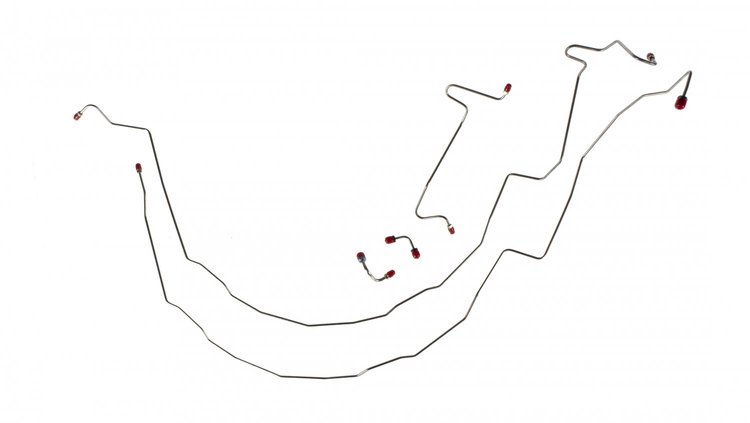 55 -57 Dual M.C. Std. Front Disc Conv. - Front Brake Line Kit - Stainless 6 Pcs.