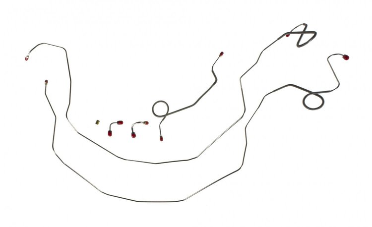 58 -64 Dual M.C. Disc Conv. - Front Brake Line Kit - Stainless 6 Pcs.