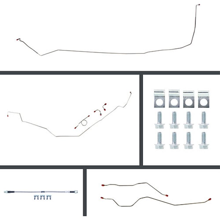 66 Full Size Chevy Manual 4 Wheel Disc Conversion Complete Brake Line Kit 24 Pcs. Stainless