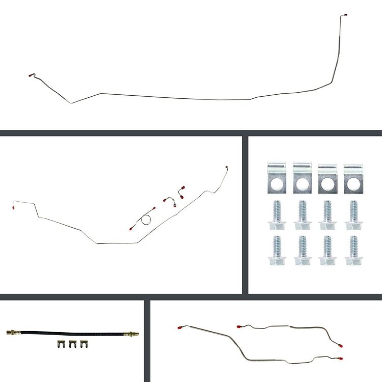 67 Full Size Chevy Manual 4 Wheel Disc Conversion Complete Brake Line Kit 24 Pcs. Stainless