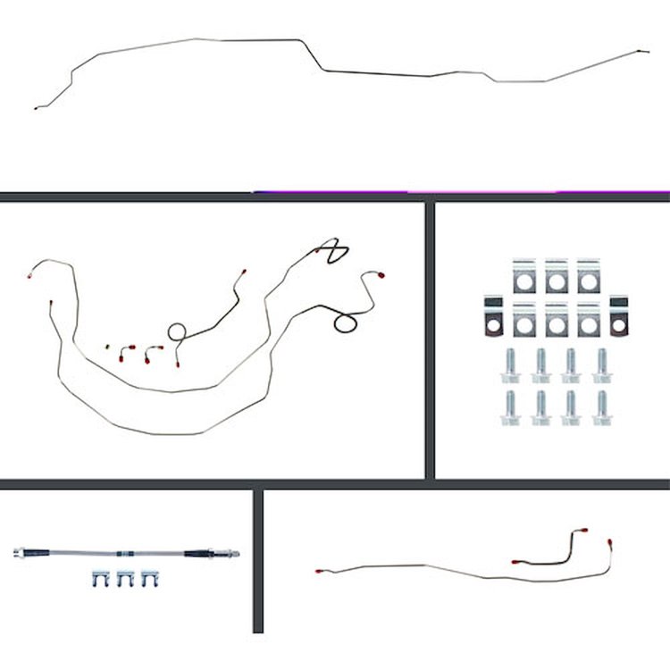 62 Full Size Chevy Power 4 Wheel Disc Conversion Complete Brake Line Kit 26 Pcs. Stainless