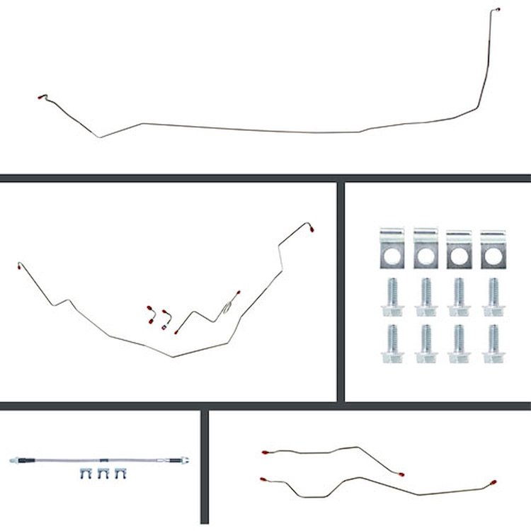 66 Full Size Chevy Power 4 Wheel Disc Conversion Complete Brake Line Kit 24 Pcs. Stainless