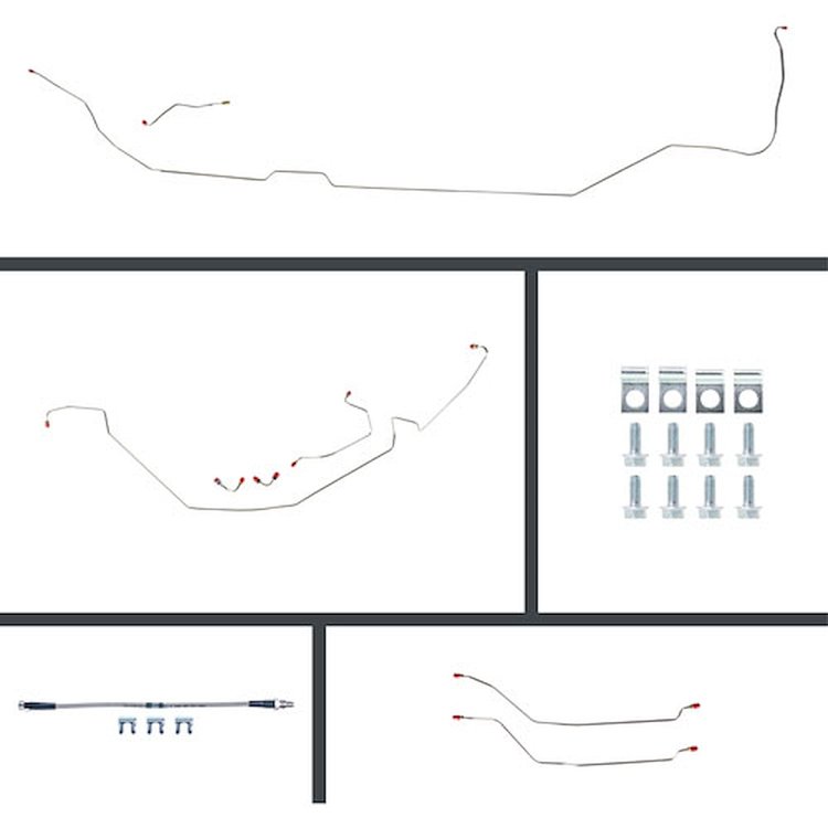 66 Chevelle Manual 4 Wheel Disc Conversion Complete Brake Line Kit 26 Pcs. Stainless