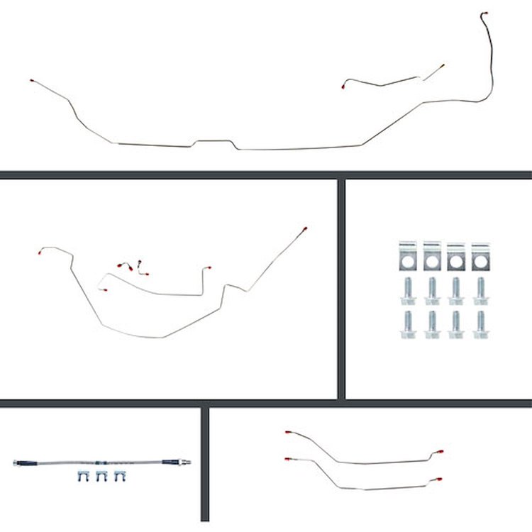 65 Chevelle Power 4 Wheel Disc Conversion Complete Brake Line Kit 26 Pcs. Stainless