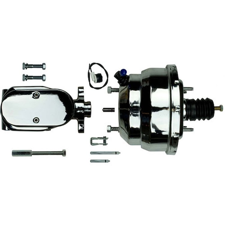 Chrome Dual Brake Booster and Master Cylinder 8" Booster 1.00" Bore Master Cylinder