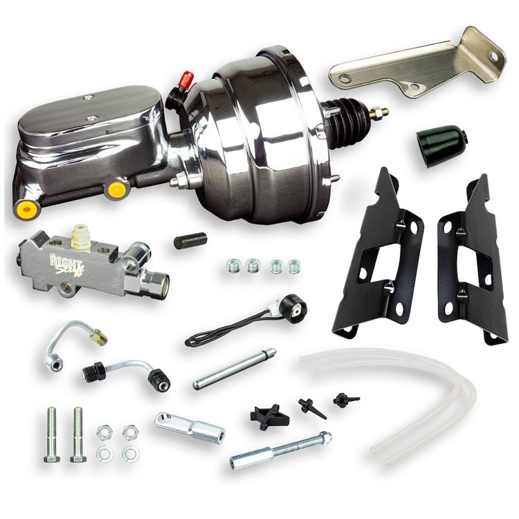 J87315672 Chrome Power Brake Booster W/Master Cylinder 1973-1987 Chevy Truck w/4 Wheel Disc