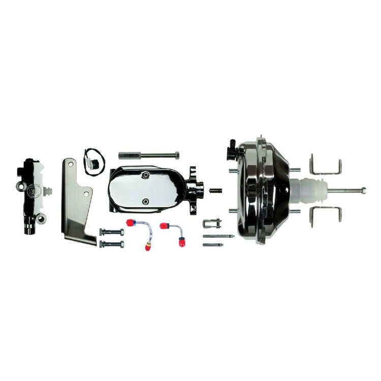 Complete Chrome Upper Assembly, Disc/Drum Universal. With booster mounting brackets