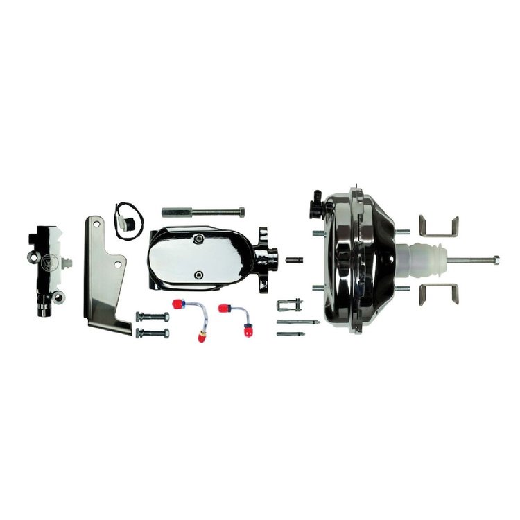 Chrome Upper Assembly, (booster, master, valve and lines) Disc/Disc Universal. Includes booster mounting brackets