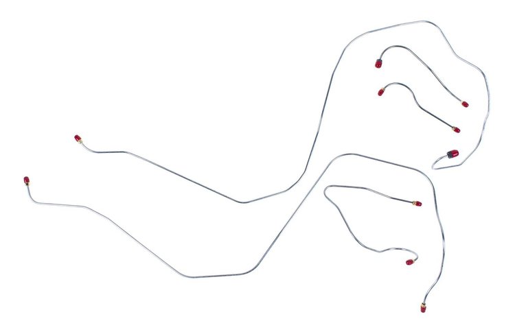 68 -69 Std. Drum - Front Brake Line Kit - Stainless 5 Pcs.