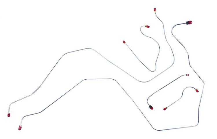 68 -69 Pwr. Drum - Front Brake Line Kit - Stainless 5 Pcs.
