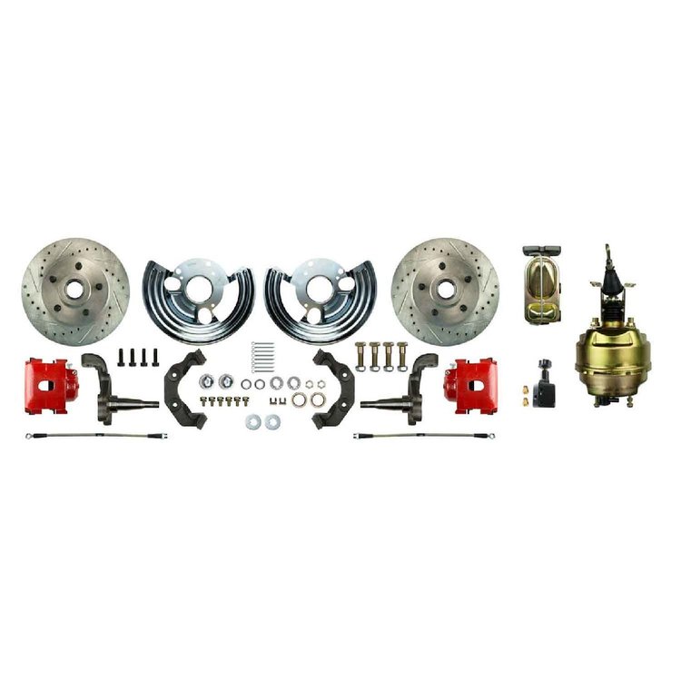 62 - 72 B/E Body Mopar Power Disc Conversion with Drilled / Slotted / Zinc coated rotors Black Powde