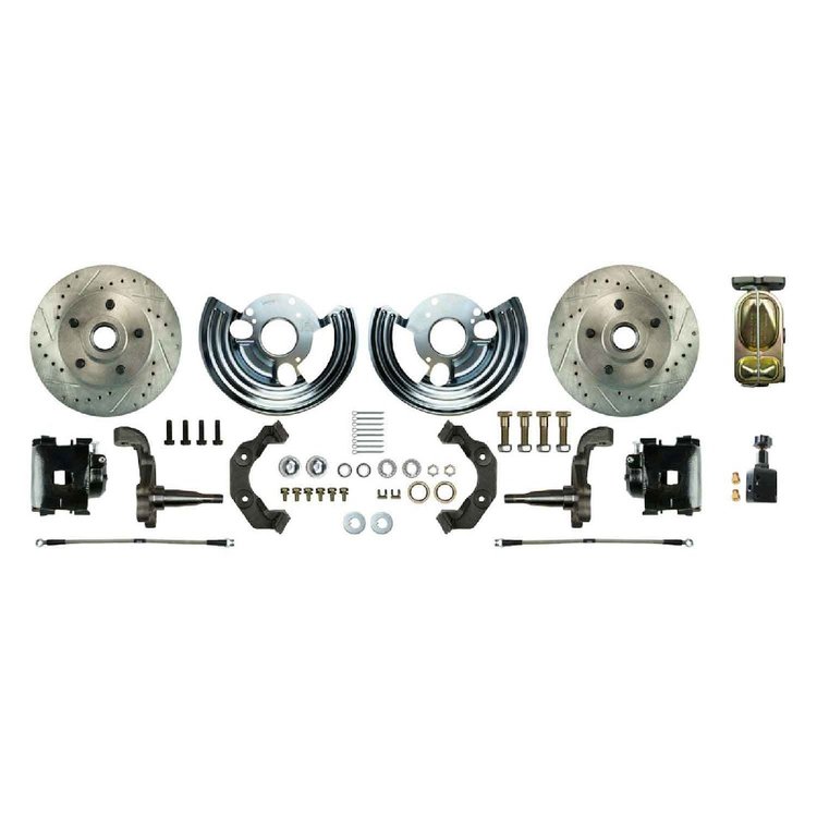 62 - 72 B/E Body Mopar Standard Disc Conversion with Drilled / Slotted / Zinc plated rotors Black Po