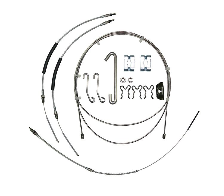 68-72 Skylark/GS Excluding TH400 Complete E-Brake Cable Kit Stainless