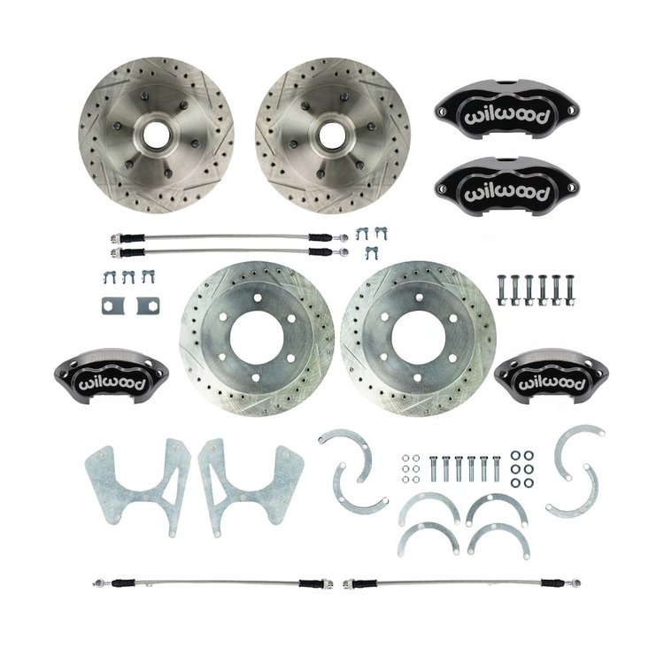 T63DC06BP 1963-1970 C10 6 Lug Rear Disc Brake Kit w/Matching Front Rotors Black Wilwood Calipers