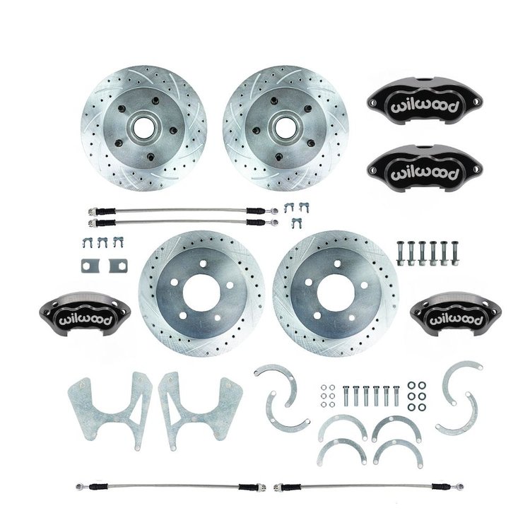 T73DC05BP 1973-1987 C10 5 lug Rear Disc Brake Kit w/Matching Front Rotors Black Wilwood Calipers