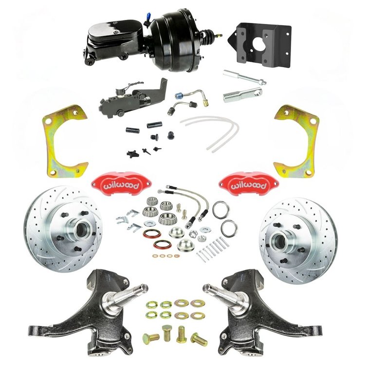 TDC6015DZYP 1960-1962 GM Truck/Suburban 2 in. Drop Power Front Disc Conversion, Red Wilwood Calipers