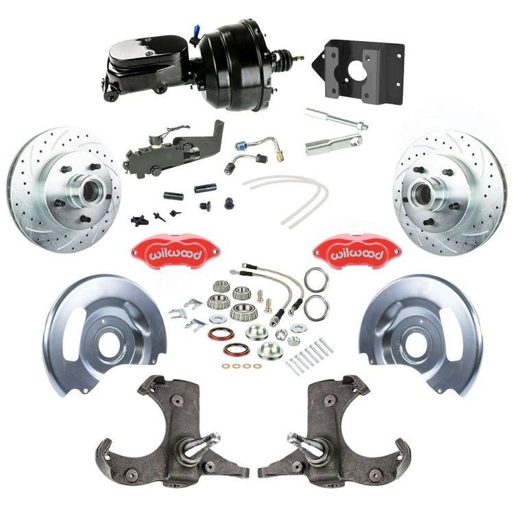 TDC6015ZYP 1960-1962 Chevy/GMC Truck/Suburban, Power Front Disc Brake Kit, Red Wilwood Calipers