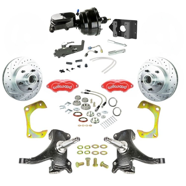 TDC6325DZYP 1963-1966 Chevy/GMC Truck/Suburban, 2 in. Drop, Power Front Disc Kit Red Wilwood Calipers