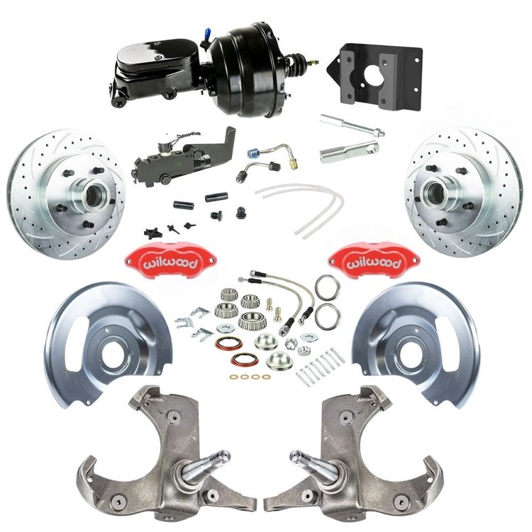 TDC6325ZYP 1963-1966 Chevy/GMC Truck/Suburban Power Front Disc Brake Kit Red Wilwood Calipers