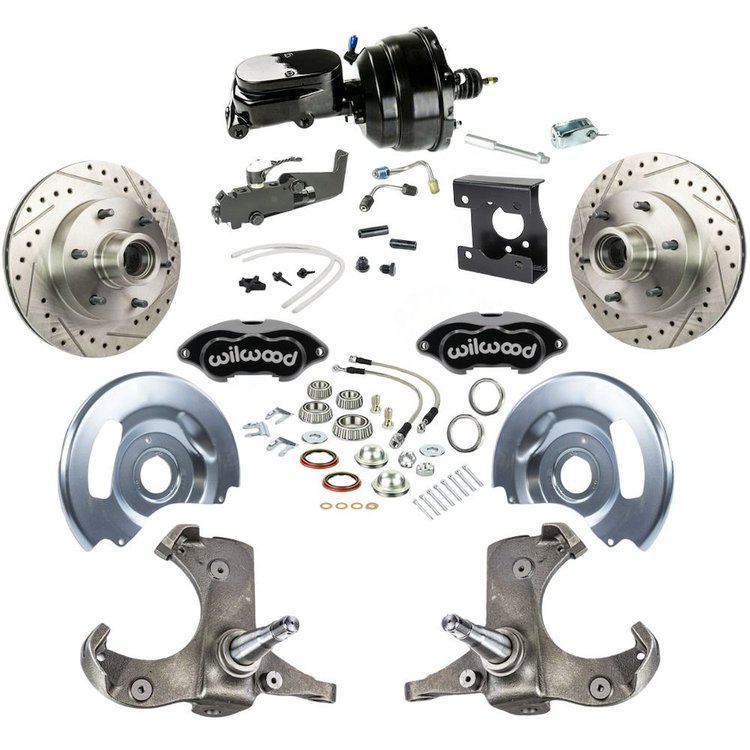 TDC6326BYP 1963-1966 GM Truck/Suburban Power Front Disc Kit, Black Wilwood Calipers Chrome Upper
