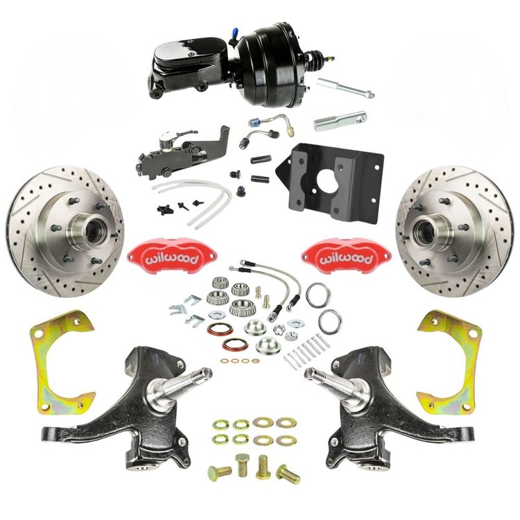 TDC6326DZYP 1963-1966 Chevy/GMC Truck/Suburban, 2 in. Drop, Power Front Disc Kit, Black Wilwood Calipers