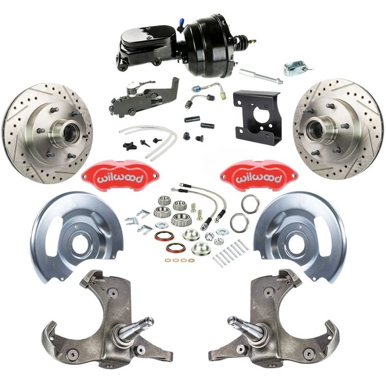 TDC6326ZYP 1963-1966 Chevy/GMC Truck/Suburban Power Front Disc Brake Kit Red Wilwood Calipers