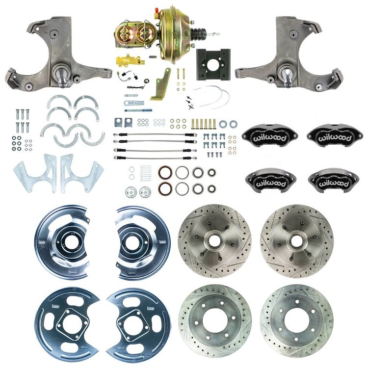 TDC6356BP 1963-1966 GM C10/C15 Truck 2WD, Power 4-Wheel Disc Brake Kit, Black Wilwood Caliper